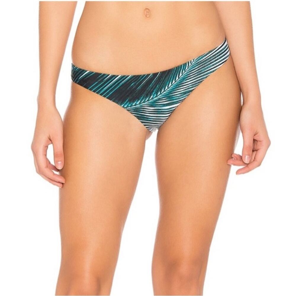 NEW AMUSE SOCIETY x Samudra White Green Palm Leaf Print Castles Bikini Bottom L